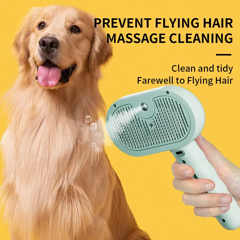 Pet Steam Grooming Tool for Dogs & Cats - 3-in-1 Spray Hair Release Comb with Silent Mode, Static-Free Steel Wire - Steam for Shedding & Grooming
