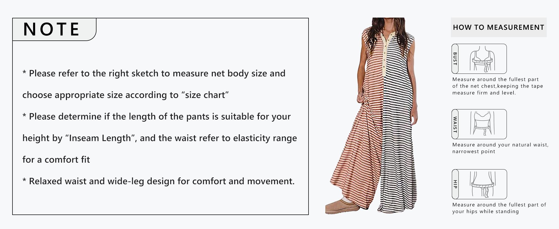 CHARTOU Loose Striped Wide Leg Jumpsuit for Women Summer Romper Flowy Pants Comfy Sleeveless Button Baggy Overalls Casual Clothes