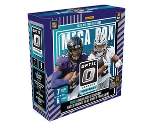 Panini 2025 Optic Mega Box - 42 Cards with Rookie Autographs & Rare Inserts - NFL Football Trading Cards for Collectors