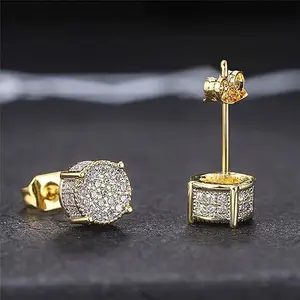 1 Pair Round Luxury Fashion Rhinestones Stud Earrings, Stud Earring S925 Sterling Silver Moissanite Jewelry Perfect Birthday Mother’s Day Christmas Gift for Men Women Wedding Set