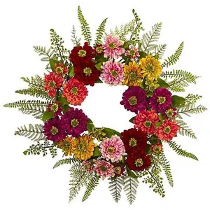 Nearly Natural 20" Mixed Flower Wreath