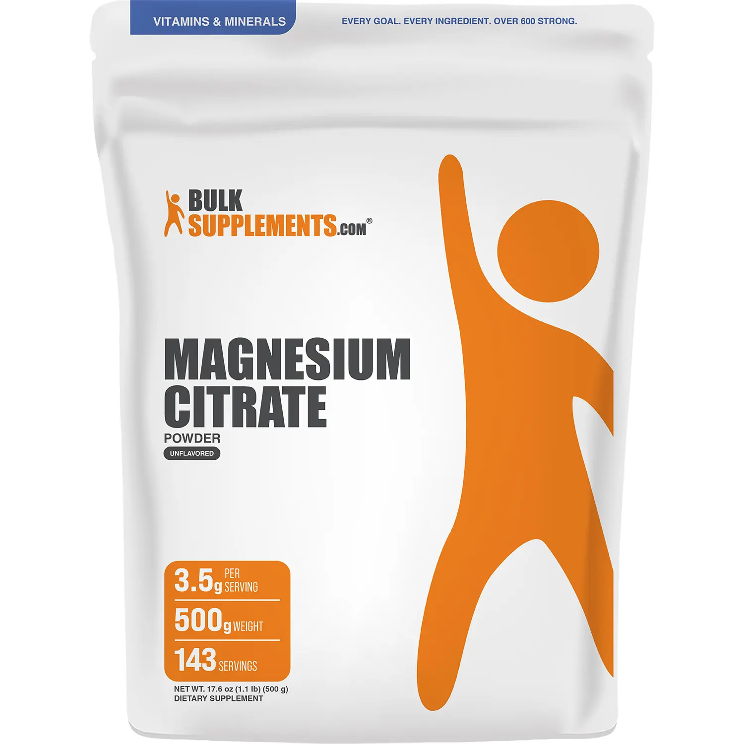 BulkSupplements Dietary Magnesium Citrate Powder - Heart Health Support - Digestive Support - 500g Container - 3.5g per Serving, Sugar Free, Gluten Free