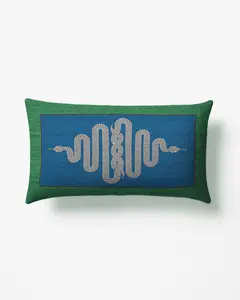 Venom Green & Blue Woven Throw Pillow by Jonathan Adler