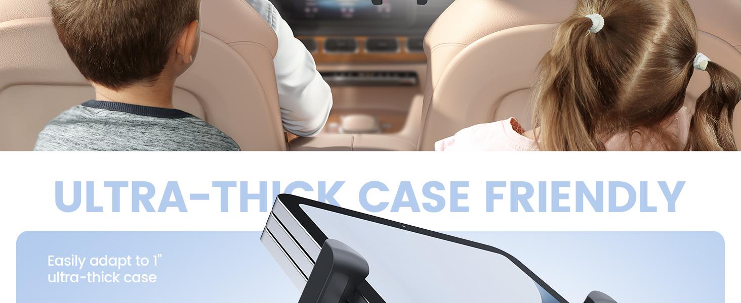 Lamicall Car Headrest Tablet Holder - [Lockable] [Thick Case Friendly] [Foldable Clip] Car Backseat Tablet Mount, Car Accessories for Kids, for iPad Pro, Air, Mini, Galaxy, Fire HD, 4.7-13" Tablets