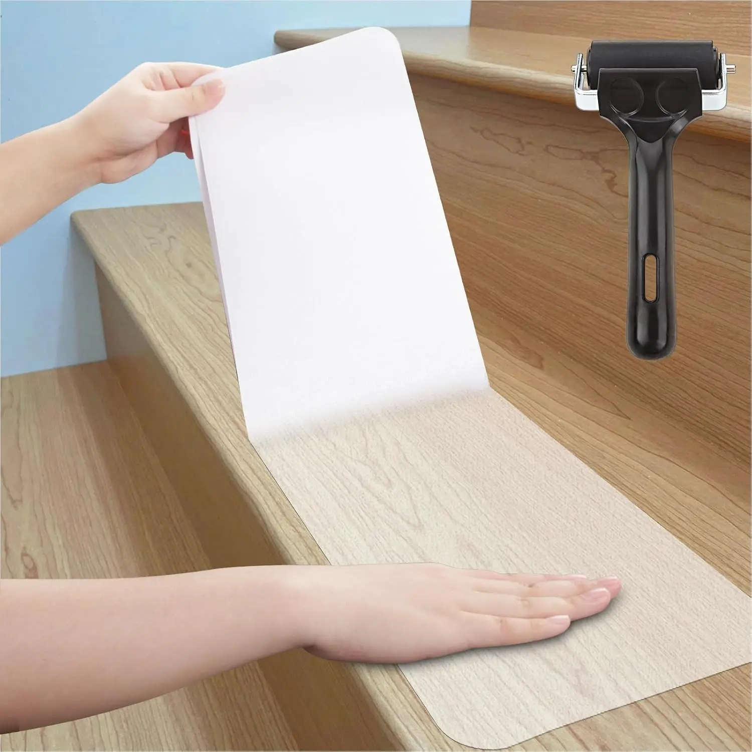 Clear Stair Treads Non Slip 30"x6", 18-Pack Anti Slip Strips for Wooden Steps Indoor, Transparent Adhesive Pre-Cut Step Grips, Safety for Elderly, Children and Dogs