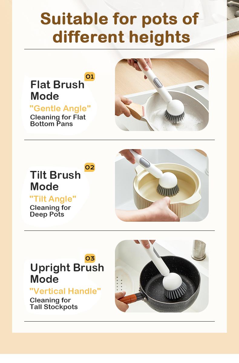 6-in-1 ABS Dish Brush with Leak-proof Soap Dispenser, Adjustable Angle, Rotatable Scrub Function, Wall Mount - Includes Scouring Pad, Soft Bristles Lift Stubborn Stains, Rinse & Drain Clean for Sink, Pots 6-in-1 ABS Dish Brush with Leak-proof Soap Dispenser, Adjustable Angle, Rotatable Scrub Function, Wall Mount - Includes Scouring Pad, Soft Bristles Lift Stubborn Stains, Rinse & Drain Clean for Sink, Pots
