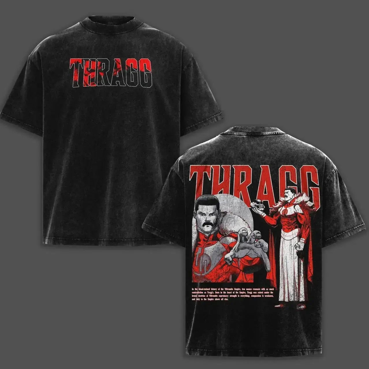 Thragg Viltrumite War Invincible Vintage Acid Washed T-Shirt Oversized Vintage Anime T-Shirt - Soft Washed Harajuku Casual Graphic Tee for Men Women Retro 90s graphic good tees Casual American Short Sleeve Unisex T-shirt,Gym & Streetwear