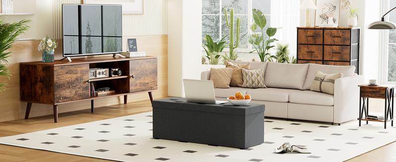 [Summer Deal] Storage Ottoman Bench, Folding Ottoman Stool, Storage Chest, End of Bed Bench with Seating for Bedroom, Living Room Toy Box Footrest Furniture Durable Comfortable Sturdy Interior