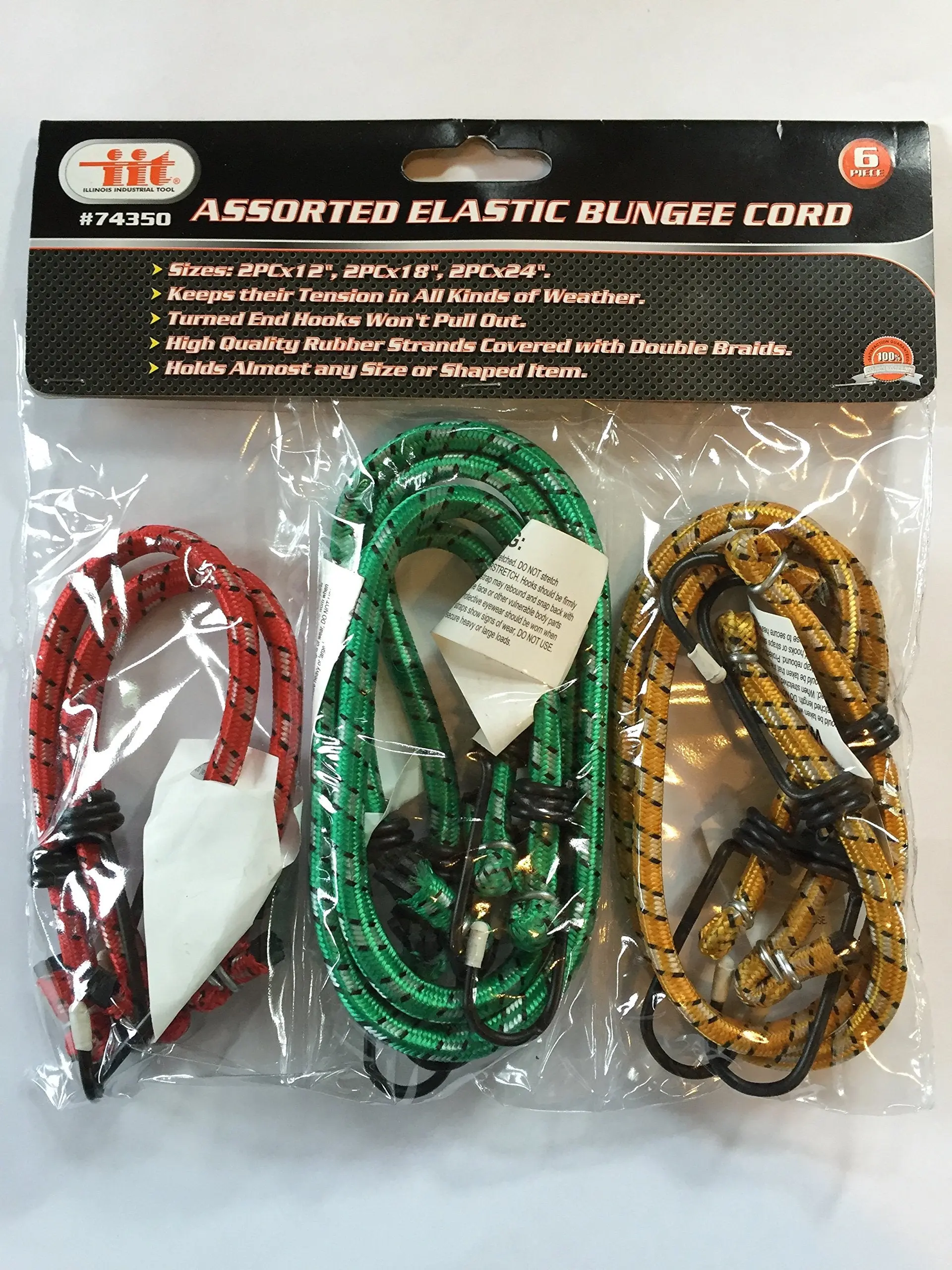 Assorted Bungee Cords for Trailers, Trucks, Motorcycles, or Cars - 6 pcs