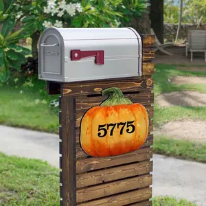 Designocracy MA8158414-18 18 in. Pumpkin Wooden Custom House Number Sign Decor