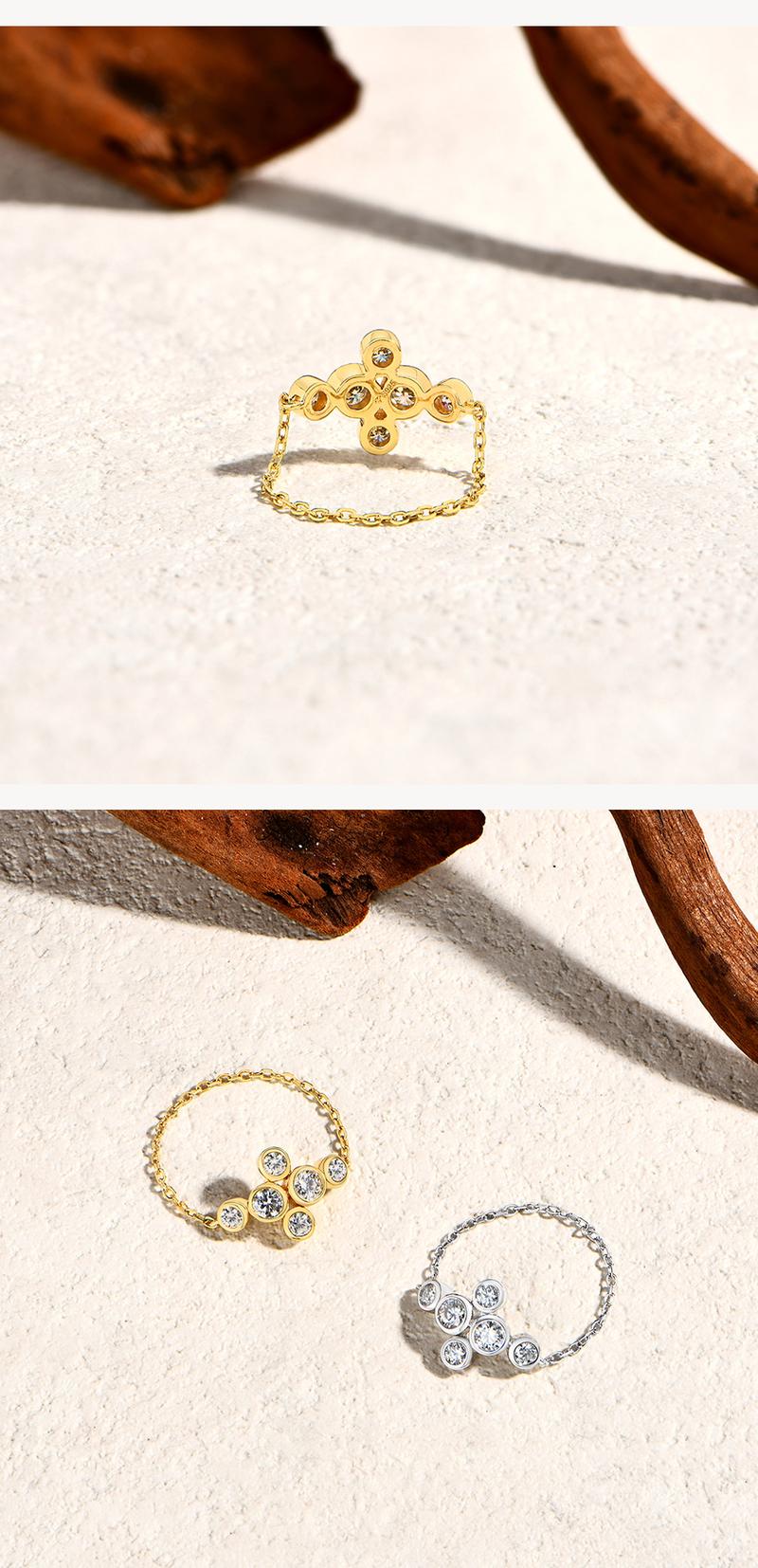 ATTAGEMS D VVS1 Color Lab-Created Moissanite Ring Chain Type 925 Sterling SIlver Daily Wear Design Party Travel Birthday Rings Fine Jewelry Gift R305