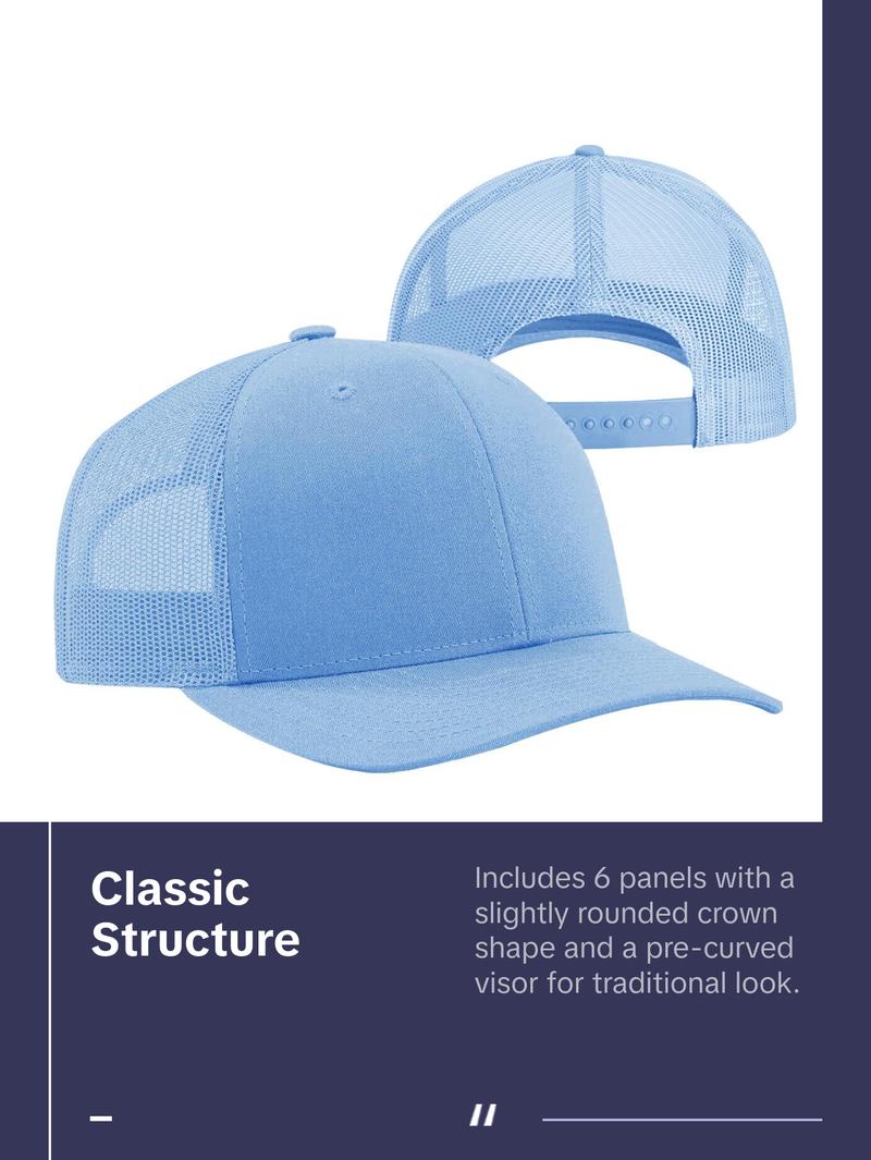 Men Women Plain Cotton Trucker Cap with Breathable Mesh Back Baseball Hats