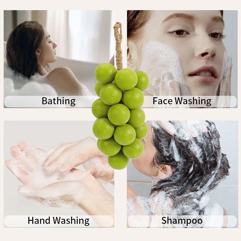 ROZINO Grape Soap on a Rope - Decorative Aromatic Artisan Bar for Hand Wash Bath Fresh Air Gift for Men Women Enhances Ambiance with Unique Rope Design Made with Grapeseed Oil and Olive Oil Body Care Daily Cleanser