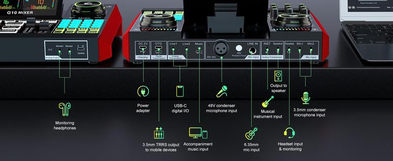 Tenlamp G10-P15 Sound Card with Cantilever Stand, Custom Sound Effects, Condenser Microphone, for Live Streaming, Gaming, Singing and Podcasting, 2-Stage Noise Cancellation, and Computer Audio Mixing