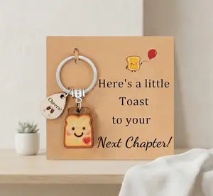 Next Chapter New Beginnings Gifts for Best Friend Sister Coworker Aesthetic Housewarming New Job Birthday Engagement Gift for Couples Ultra Lightweight Portable Toast Keychain