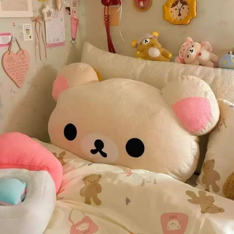 40cm Rilakkuma Plush Pillow Soft Stuffed Bear Cushion Cute Cartoon Throw Pillow Home Bedroom Sofa Decor Comfort Sleeping Doll Gift
