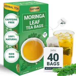 LeafLea Moringa Tea Bags, 100% Natural and Pure Moringa Leaf Herbal Tea, Supports Digestion and Immune Health, Caffeine-Free, Sugar-Free, Vegan, Individually Wrapped for Freshness