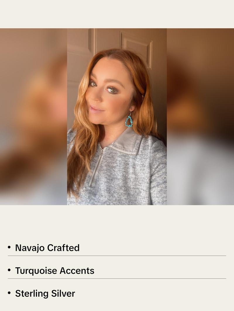 Navajo Sterling Silver Turquoise Chips Earrings-sm