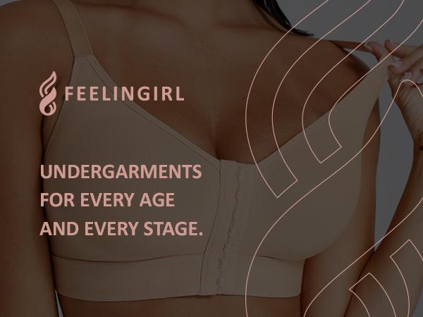 FeelinGirl Wireless Bra Front Closure for Women Everyday Bras Post Surgery Bras Shapewear Top Comfortable Fabric Womenswear Fits Smooth