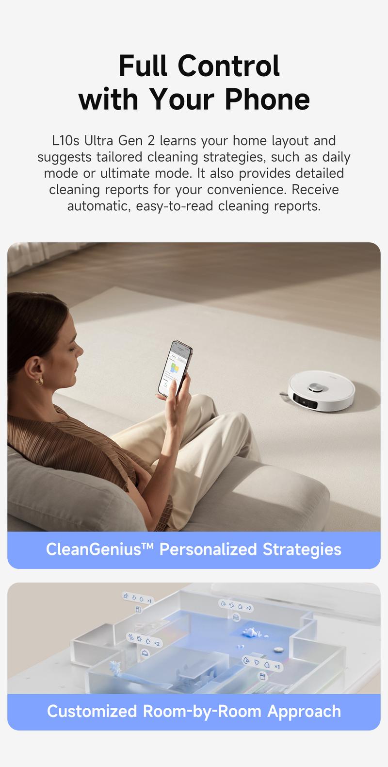 DREAME L10s Ultra Gen2 Robot Vacuum and Mop Combo 10000Pa Suction AI Navigation Auto Mop Cleaning Self Refilling Base for 60 Days Cleaning