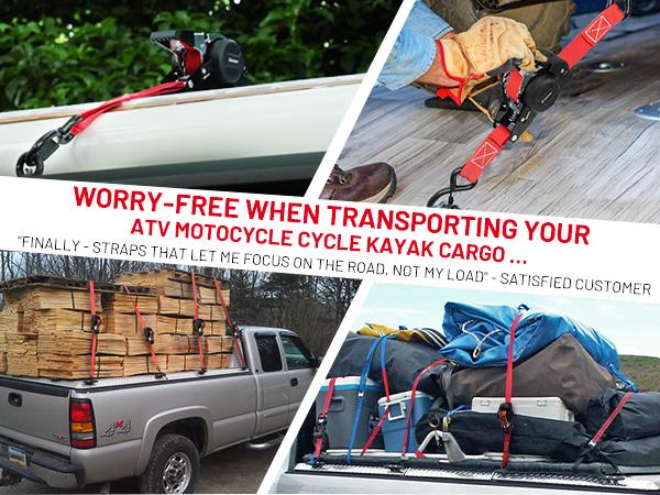 EZARC Heavy Duty 1"x10' (25mm x 3m) Retractable Ratchet Tie-Down Straps, Effortless Tightening, Anti-Snap, Professional Grade, Safe Use, Husband/Father Gift Giving,