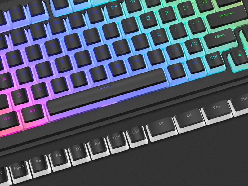 Womier Pudding Keycaps PBT Shine Through 165 Keys Set OEM Profile Custom Keycaps for Mechanical Keyboards Black