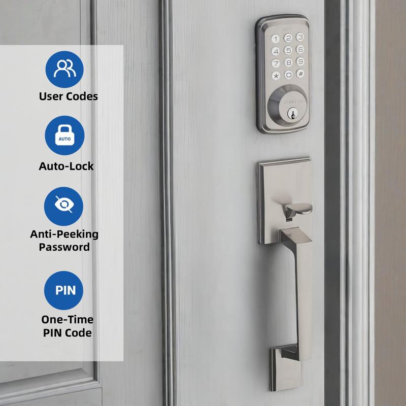 Door Lock With doorknob-Keypad Electronic Deadbolt Lock With Handle, Auto Lock, Back Lit keyboard, Customizable Codes,For Secure Home Access,Easy Installation