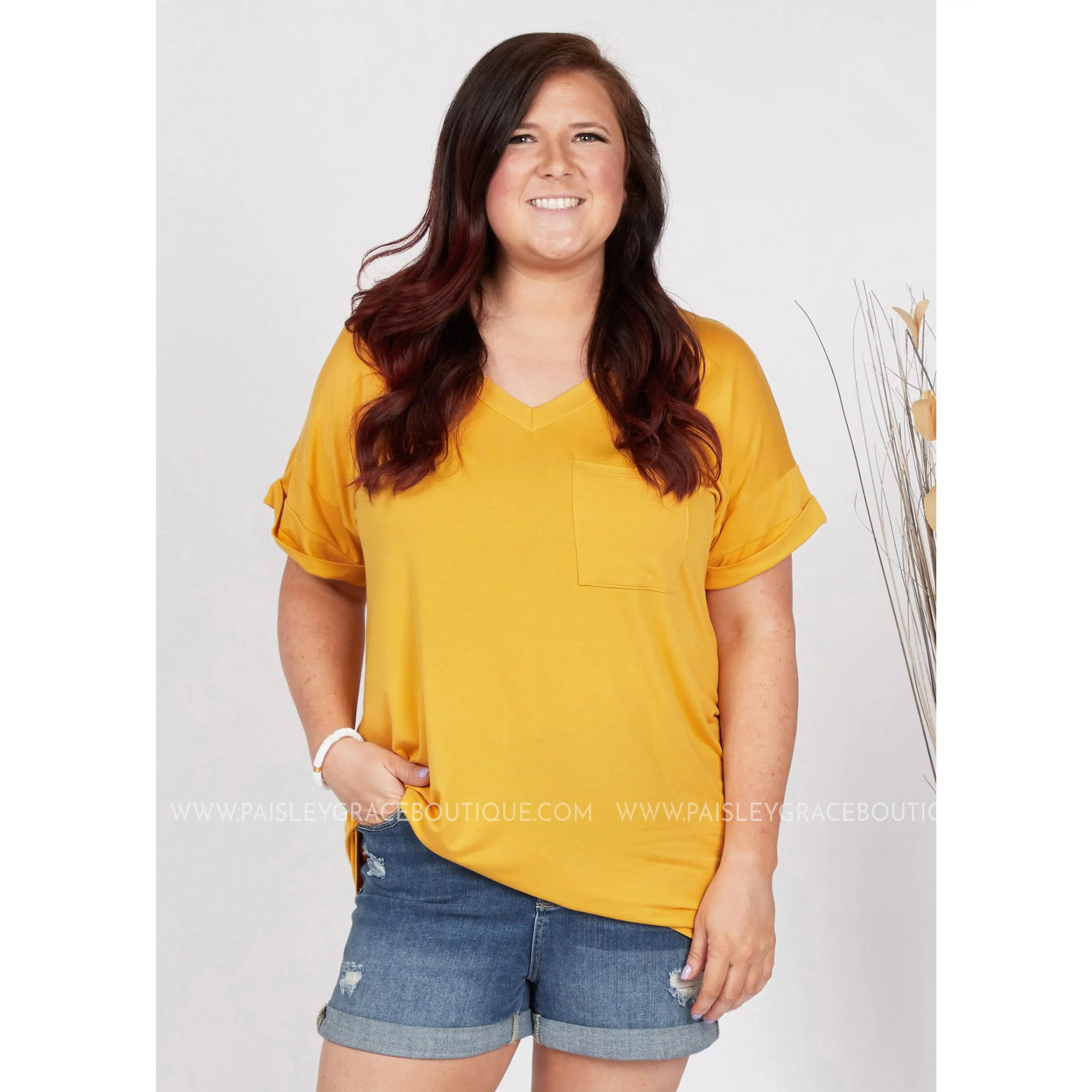 Basic Needs Tee- MUSTARD - LAST ONESS FINAL SALE