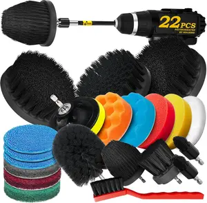 22-Piece Drill Brush Attachment Set with Scrub & Polishing Pads for Car Cleaning