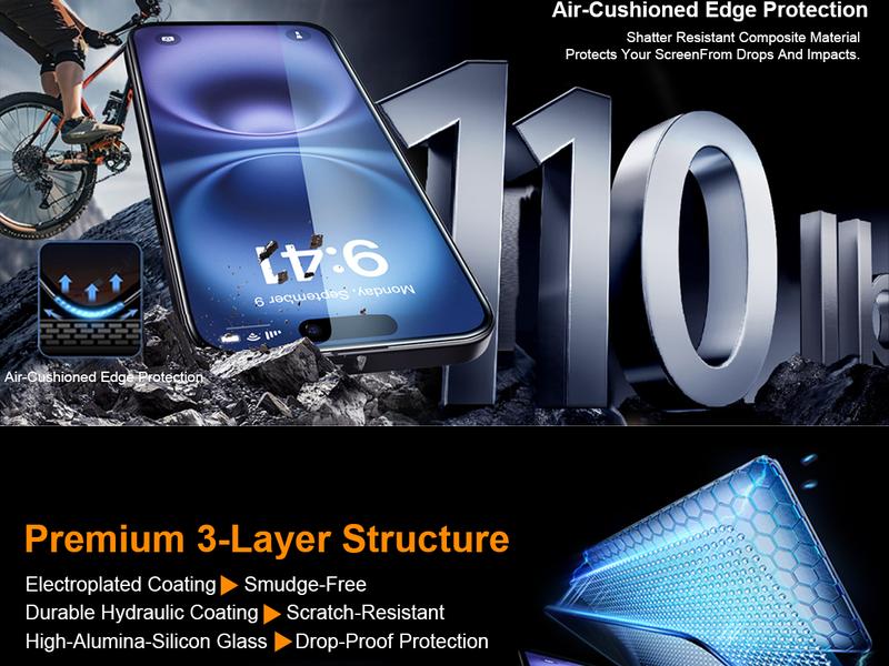 [2PCS] One Fish Luxury Privacy Screen Protector for iPhone,Samsung -Crystal Clear, Fingerprint Proof, Scratch Resistant, Plasma Plating Process