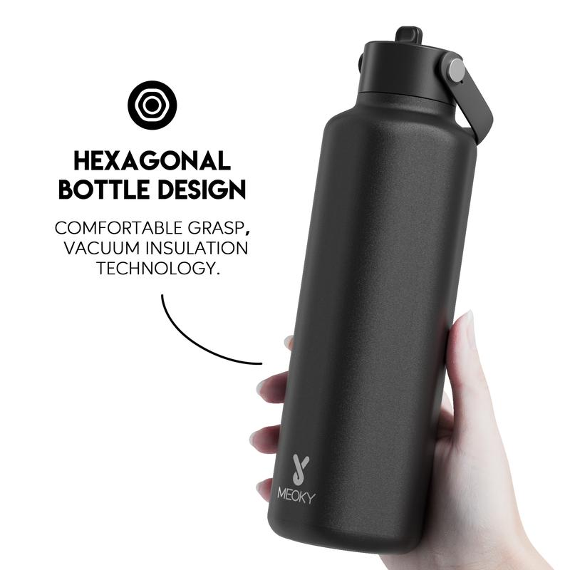 【Meoky 】24oz Hexagonal Stainless Steel Thermos Mug, Lightweight and Easy to carry, Soft Silicone Handle Design, Multifunctional Cup Lid, Non-slip and Leak-proof, Insulated For 8 Hours, Refrigerated For 24 hours,  office and travel,Valentine's Day gift