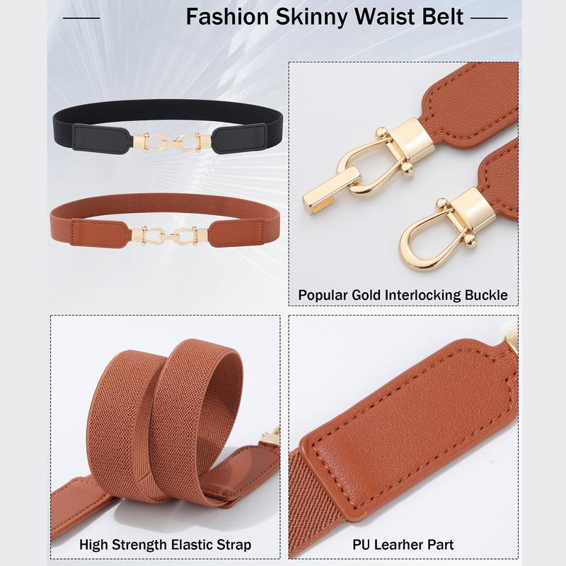 AWAYTR Stretch Skinny Belts for Women Dresses Jeans Retro Ladies Elastic Waist Belt 2/3Pcs Set TikTokShopBlackFriday