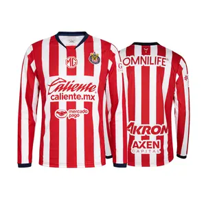 24 25 Chivas de Guadalajara Mexico LIGA MX Home Long Sleeve Soccer Jersey Fans Version Breathable