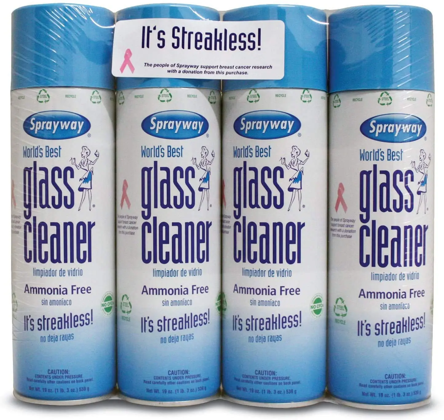 Sprayway IUYEHDUH 443331 Ammonia Free Glass Cleaner, 19 Oz. (Packaging May Vary) 8 Pack