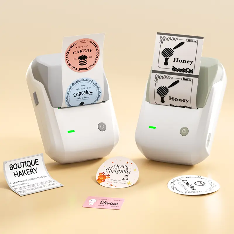 Niimbot Thermal label printer B1/B1Pro sticker printer -2 Inch Mini Label Sticker Printer Came with One Roll White Label(2'' x1.18'')，Multiple Templates for Creative DIY, Small Business,Office,Home,School，App Editing,BPA-Free Thermal Label