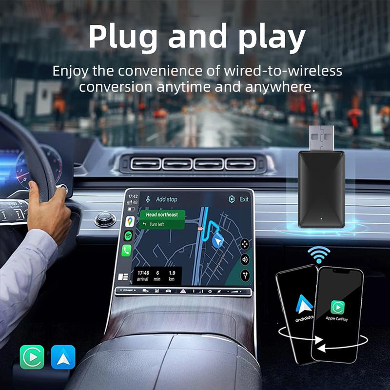 New 2-In-1 Wireless Carplay and Android Auto USB Adapter, Easy Installation, Low Latency for Seamless Connectivity