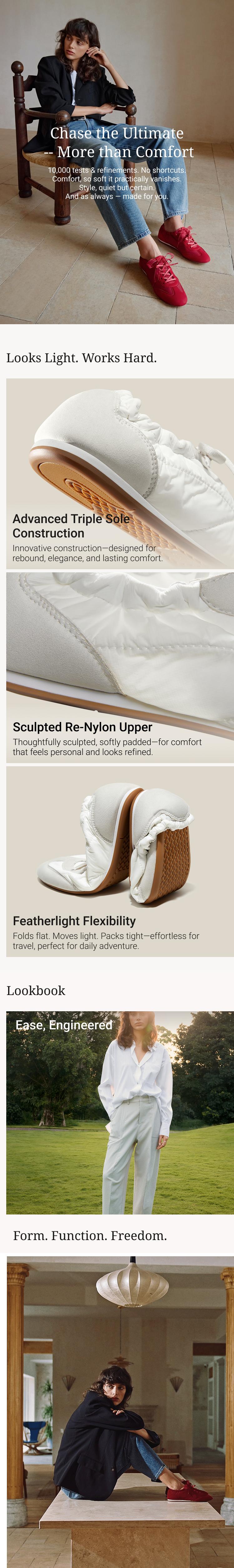 VIVAIA Women's Re-Nylon Jogger Style with 2 Lace Sneakerina Sneakers, Ballet Flats Suede-Like Integrated Insole Lightweight, Machine Washable,Arch Support 70s Retro Chic , City Walking ,Travel Essential (YANCY), SpringStatements, SpringFresh