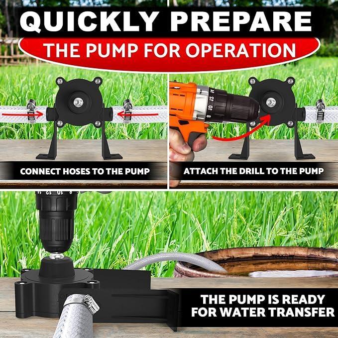 VAYWET Electric Drill Pump, Handheld Drill Self-Priming suction Liquid Transfer Pumps Portable Multi-scenario Liquid Extractor Pump Garden Outdoor Hose Industrial Hardware Heavy Duty Pipe Parts Diaphragm Pump Water Gasoline Oil Diesels Fluid Quick Pumping