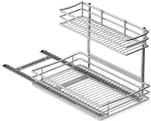 Pull Out Cabinet Organizer 2 Tier Under Sink Organizers and Storage, Multi Purpose Sliding Cabinet Basket Organizer for Bathroom Kitchen Countertop Shelf Holder 12" Wx17 Dx12 H
