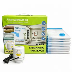 Tesco Easytraveler 9-Piece Vacuum Storage Bag Set Waterproof Reusable 3 Sizes Jumbo Large Medium for Clothing Travel Organization