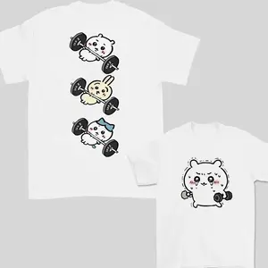 Double-Sided Chiikawa Hachiware Usagi Gym shirt, Cute Japanese Anime Manga Inspired Shirt, Unisex Shirt, Birthday gift for Men Women