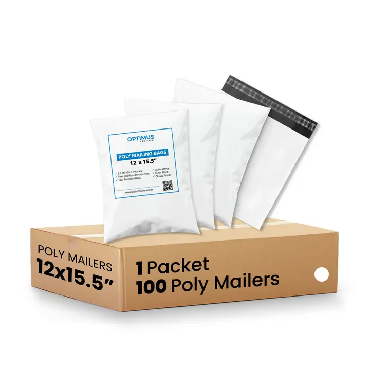12.5x15 Poly Mailers 100 Pack, 2.5 Mil Thick Durable Waterproof Shipping Bags, Self-Seal Polymailer Envelopes