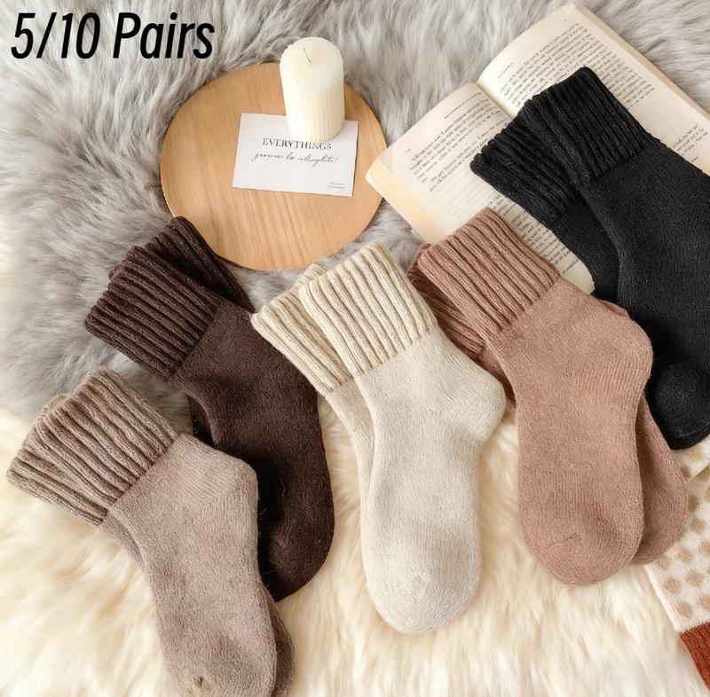 5/10/15 Pairs Women's Solid Mid calf Socks, Casual Soft Comfy Warm Socks for Fall & Wintel Women's Socks for Daily Wear