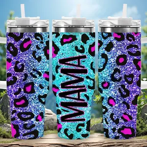 1pc 40oz Glittery Leopard Print Tumbler with Lid, Insulated Travel Mug, Gift for Women Men, Ideal for Halloween, Independence Day, Memorial Birthday Gift, Coffee Cup, weird stuff