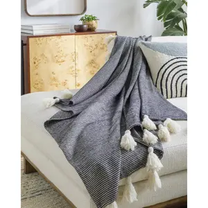 Livabliss Becki Owens x Kapri Modern Striped Fabric Throw - Lightweight Cozy Blanket, Striped Blankets Fabric, Soft Furnishings Linen