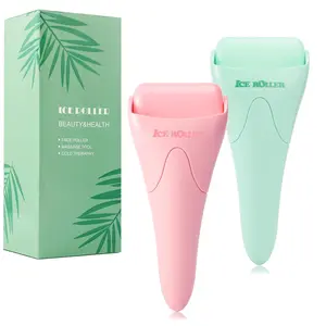 2 Pack Ice Roller for Face & Body Massage - Pink & Green Facial Roller for Wrinkle Reduction, Puffiness Relief, Migraine Pain Relief, Skin Tightening, and Cold Therapy for Cooling & Calming. Perfect Skin Care Tool! Wonderwin