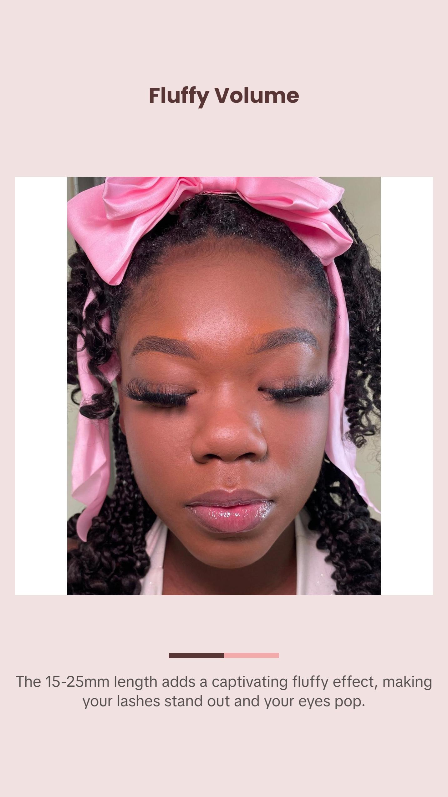 Beauti Fluffy Mink Eyelashes - 15-25mm Soft Cotton Band Lashes with Reusable Hard Case & 2 Lash Brushes, Hypoallergenic,