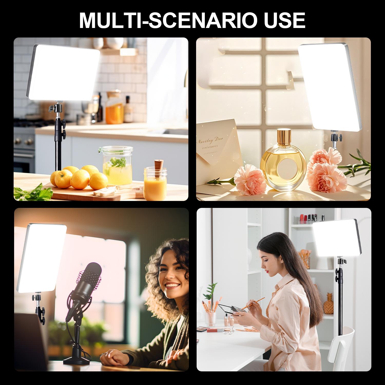 LED Video Light Kit With Adjustable 63" Tripod Stand - USB-Powered On-Camera Lighting For Content Creation/March Madness/Spring Break - Studio Glow Makeup Lighting - Ring Light Selfie Stick Fill Light SuperBowl / International Women's Day