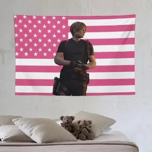 Leon Kennedys American Flag Tapestry Hippie Home Decor Aesthetics Wall Hanging Bedroom Dorm Background Cloth Birthday Gift 8 30x40in