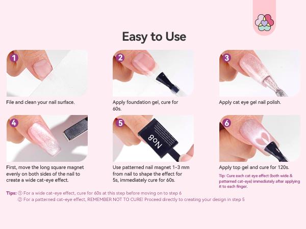 SAVILAND Cat Eye Nail Magnet Set: 4PCS Strong Nail Magnets for Cat Eye Gel Polish, Multi-Functional Magnet Sticks, Essential Nail Art Tools for Stunning Cat Eye Effects